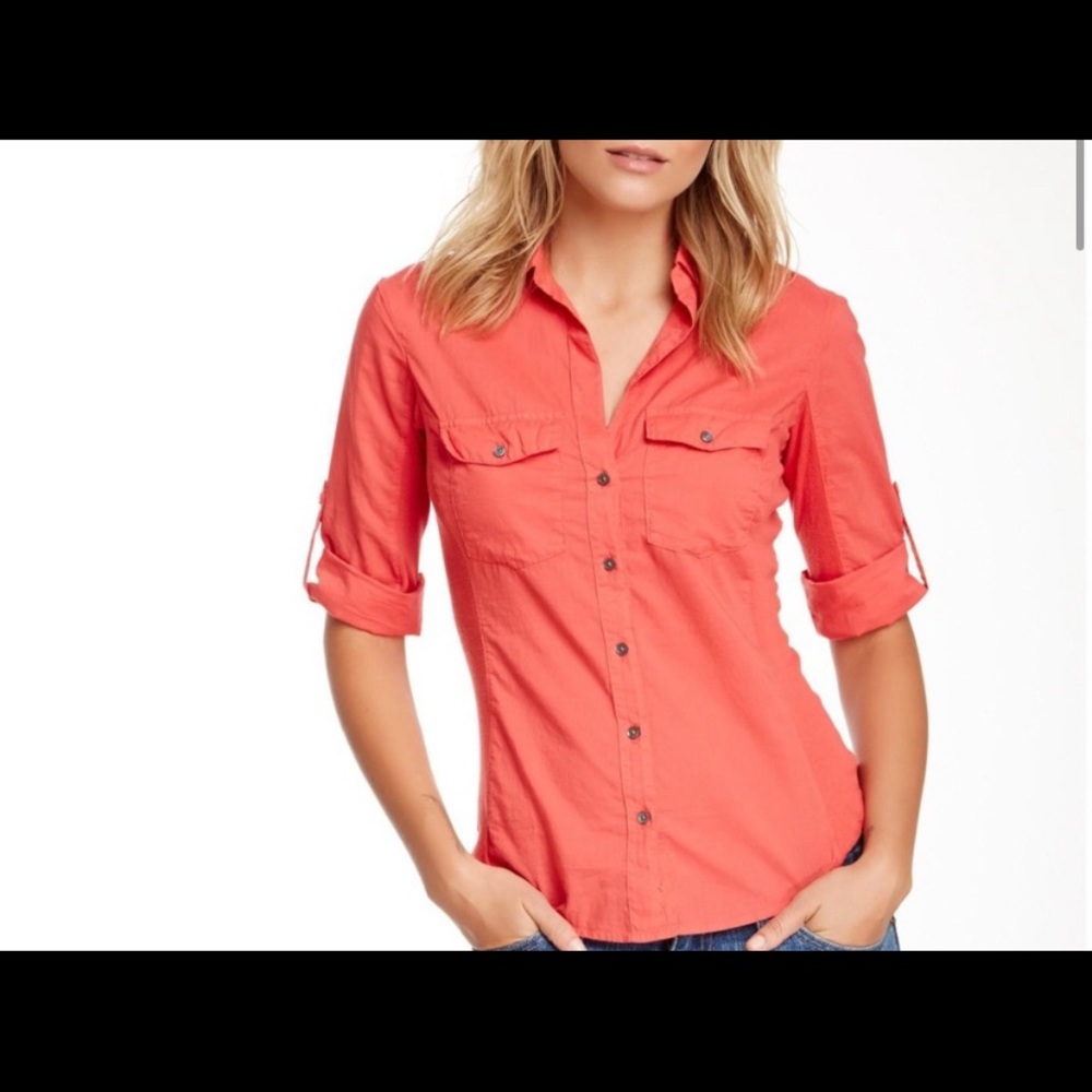 Salmon Button-Down Top P67